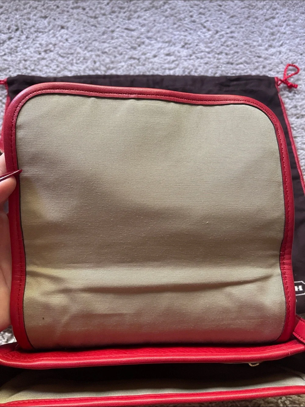 Coach Red Pebbled Leather Buckle-Front Crossbody